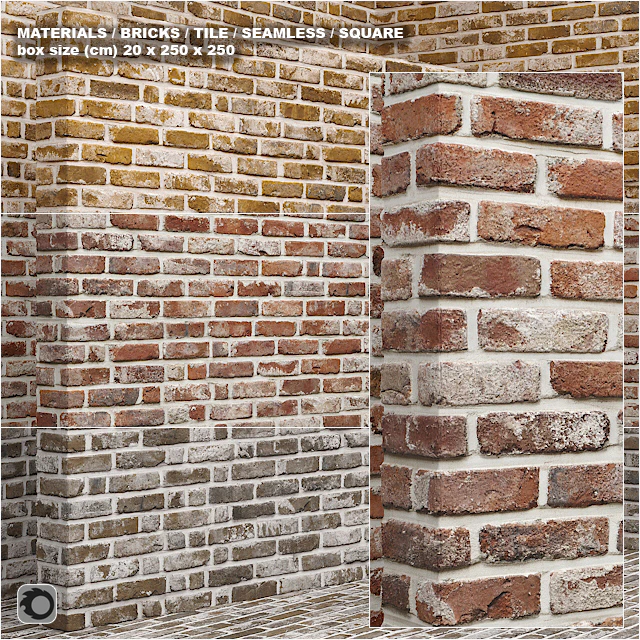 Material (seamless) - brick, tile set 9 — Descargar