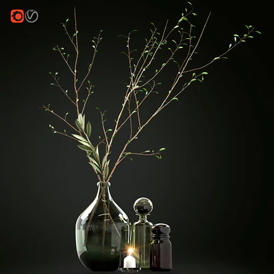 Decorative set with branches and glass bottles — Вид 1