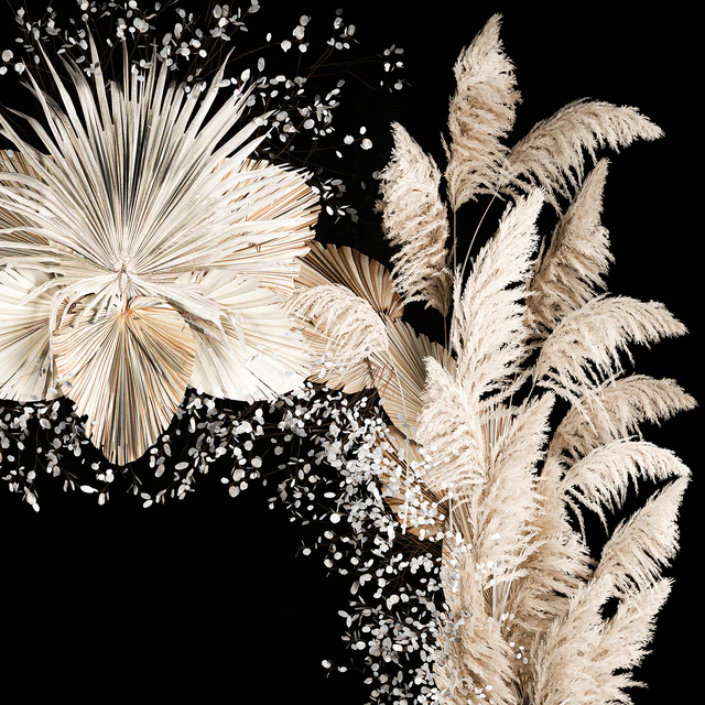 Eco-style wedding arch made of dried flowers and pampas grass, Cortaderia, moonflower, dry, palm branch. 5 — Descargar