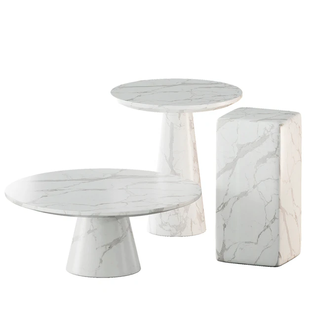 White marble tables set | Pols Potten — Скачать