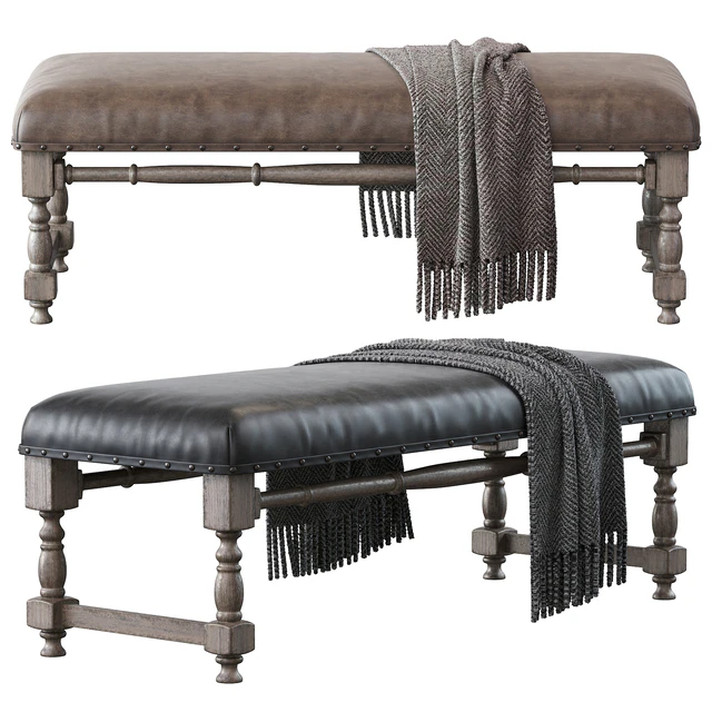 Light Gray Upholstered Accent Bench — Descargar
