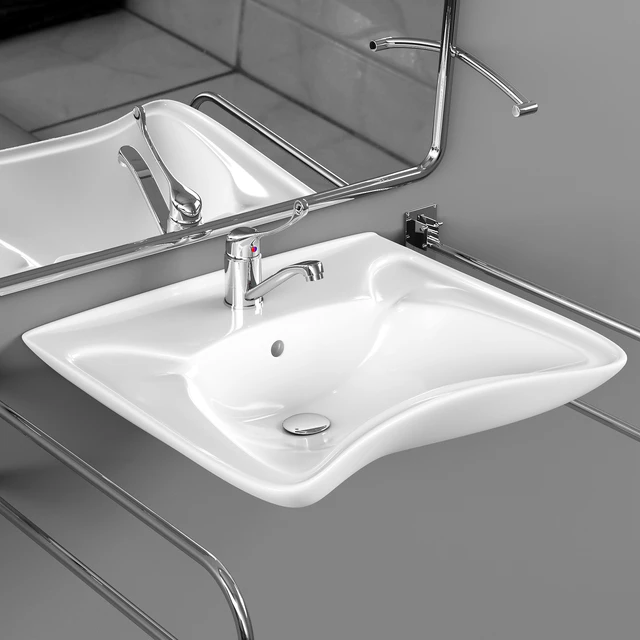 Sink with mirror and handrails — Download