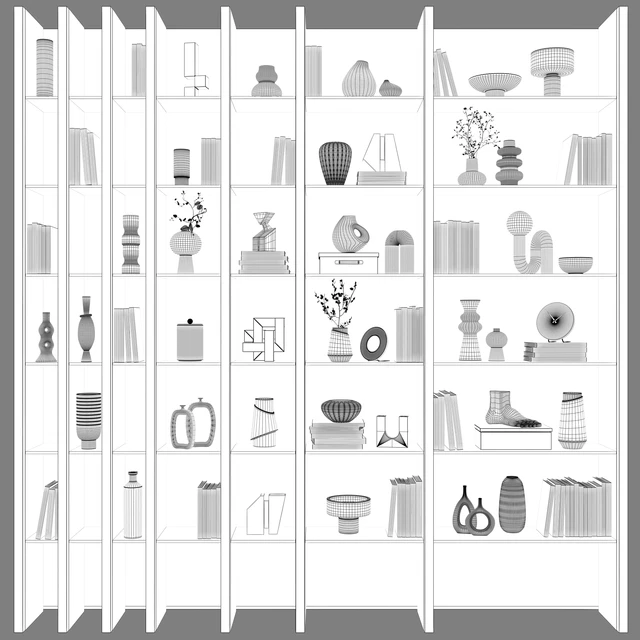 Bookcase in modern minimalist style 04 — Descargar