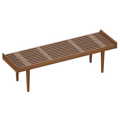 Tate Walnut Slatted Bench (Crate and Barrel) — Ver 1
