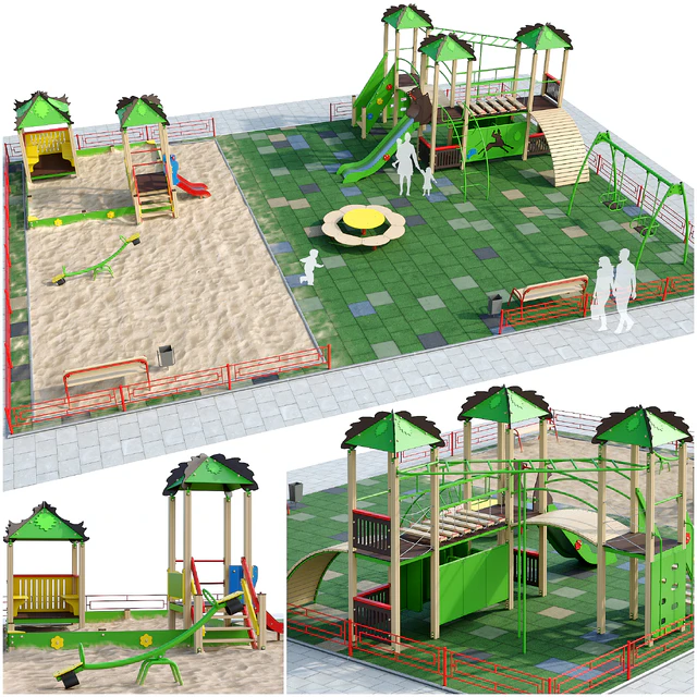 Children playground with a large sandbox — Descargar