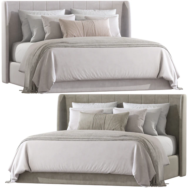 Double bed Upholstered headboard Paradise blue No. 183 — Descargar