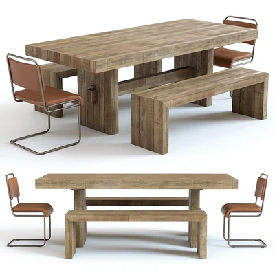 West Elm Emmerson Table and Industrial Chairs — Вид 1