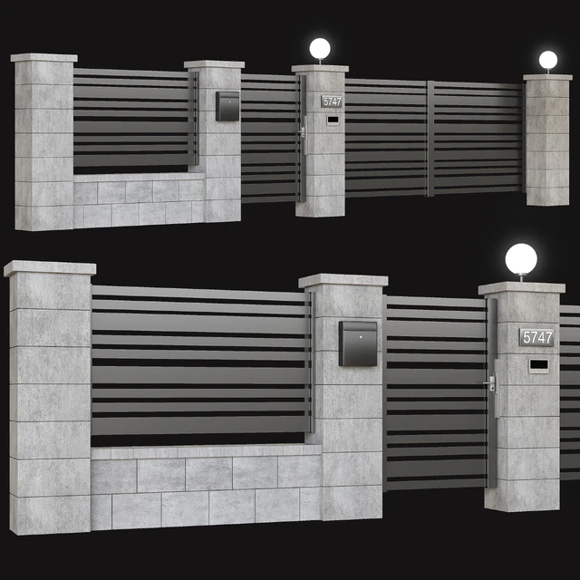 Fence with gate and intercom — Скачать