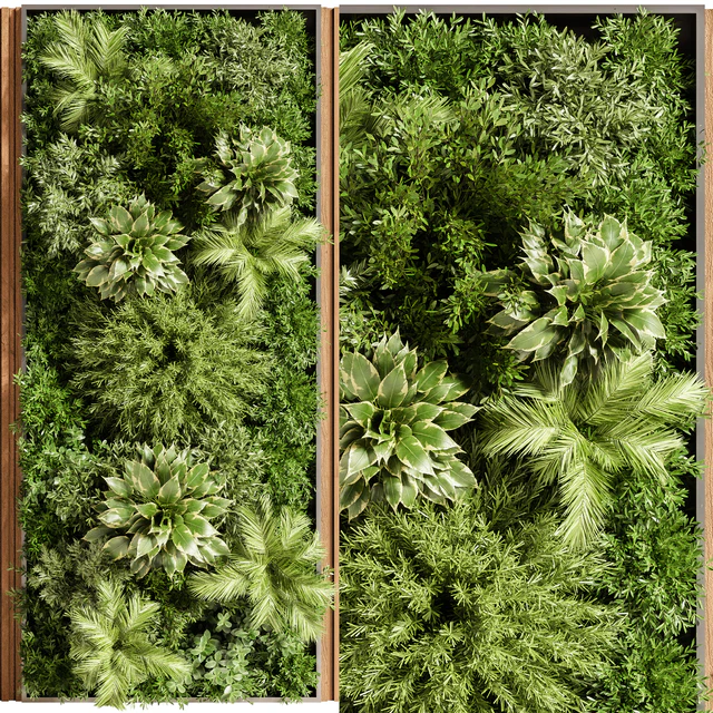 Wooden planks and vertical garden 08 — Скачать