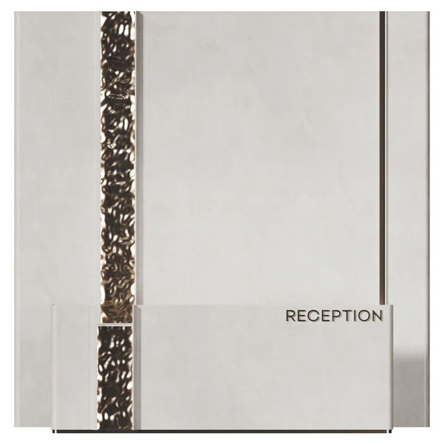 Reception desk with gold metal panels | AV 076 — Descargar