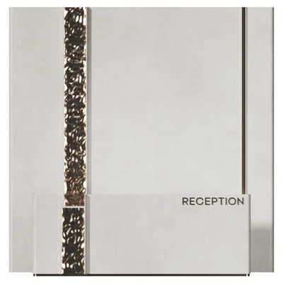 Reception desk with gold metal panels | AV 076 — Ver 2