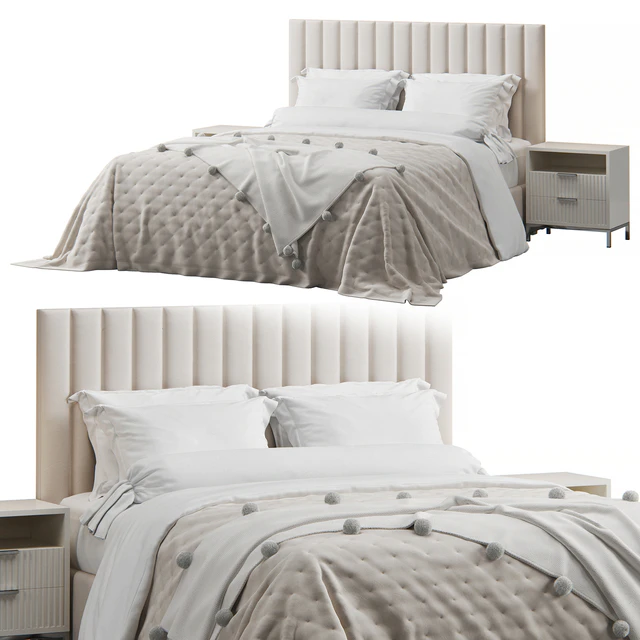 Kennedy  Queen Tufted Headboard Bed — Скачать