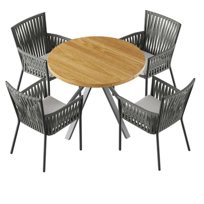 Outdoor garden wicker woven dining set Skyline design Bowline — Ver 2