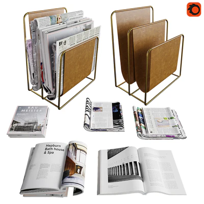 Newspaper box and set of magazines and newspapers — Ver 1