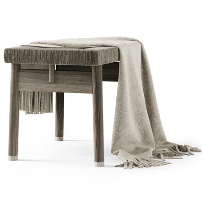 Wooden rattan ottoman / Wooden bench with wicker — Ver 2