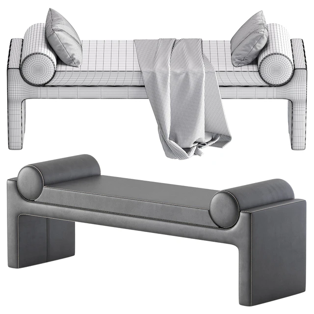 Coco Republic Bleecker Bench Velvet and Leather 8 set — Descargar