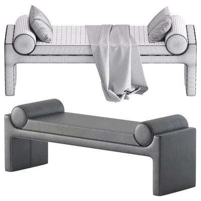 Coco Republic Bleecker Bench Velvet and Leather 8 set — Ver 2