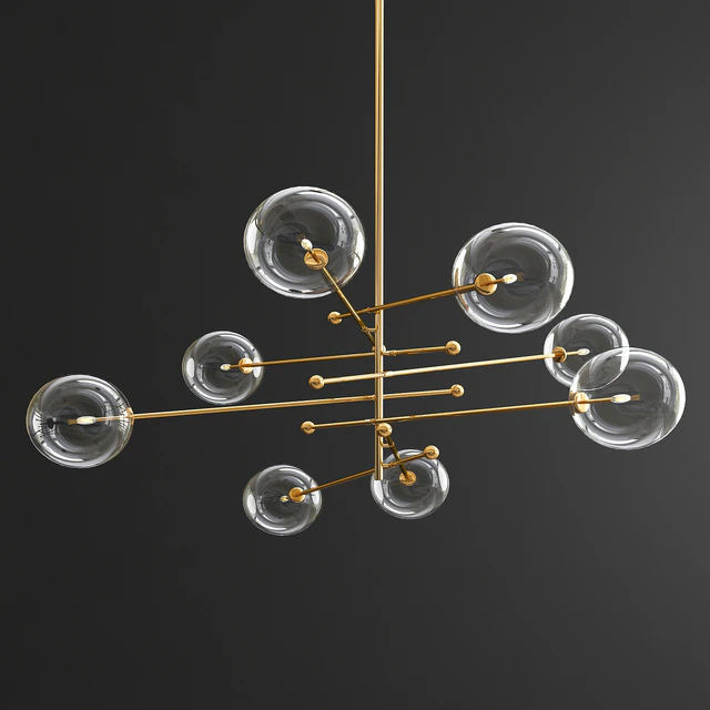 Glass Globe Mobile 8 Arm Chandelier - Gold — Descargar