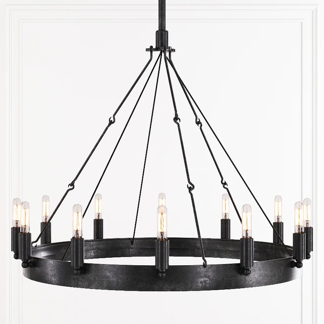 Restoration Hardware CAMINO VINTAGE FILAMENT ROUND CHANDELIER 26 Black — Скачать