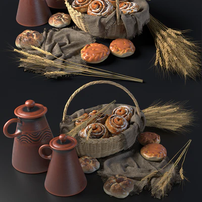 Composition with buns in a wicker basket — Ver 1