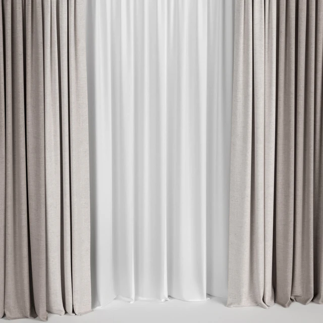 Light brown curtains with tulle. — Descargar