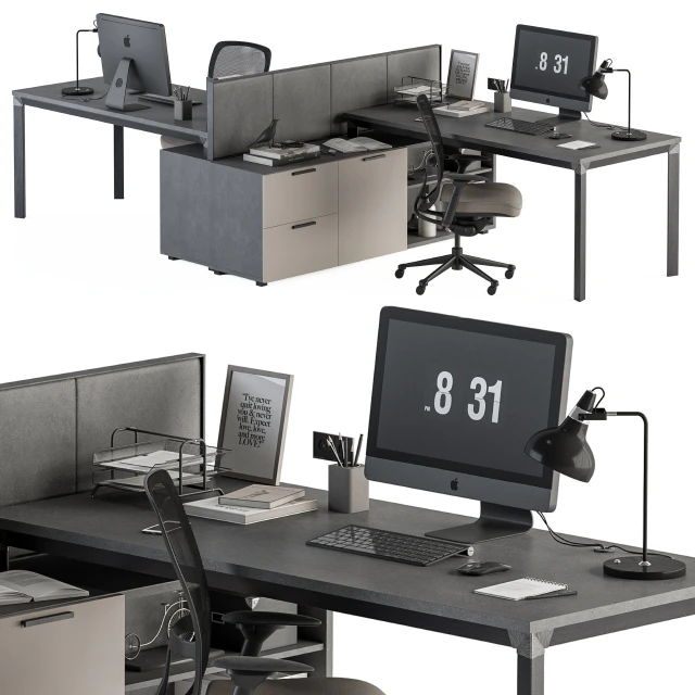 Employee Set Brown and Black - Office Furniture 254 — Descargar