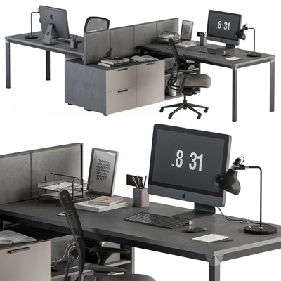 Employee Set Brown and Black - Office Furniture 254 — Ver 1