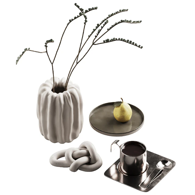 406 decorative set 041 folded vase pear and tea — Descargar