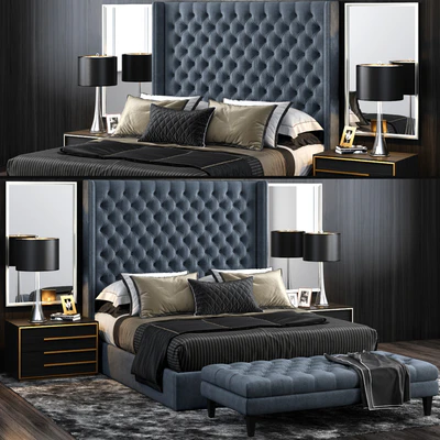 RH Adler Shelter Diamond Tufted Bed — Ver 1