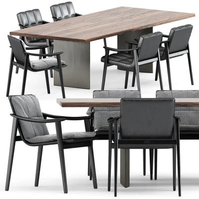 FYNN chair and LINHA DINING TABLE 4 by Minotti — Вид 1