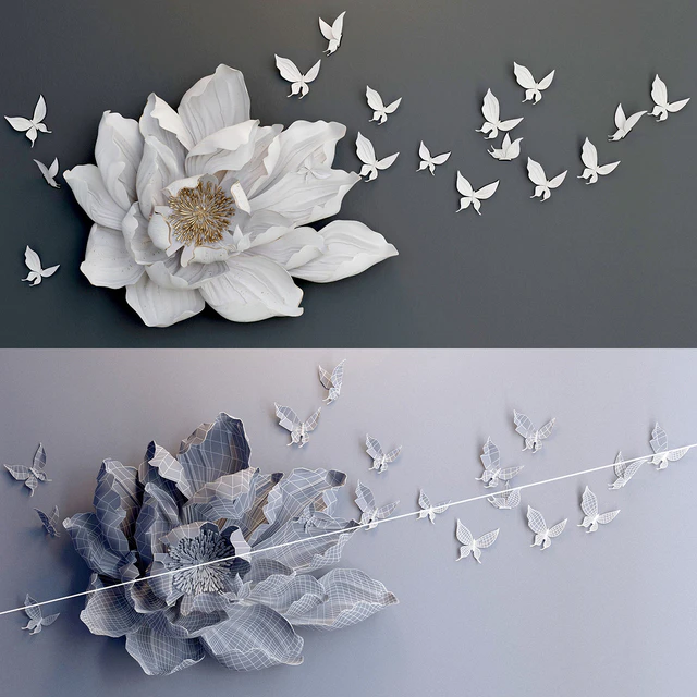 HP Decor Wall Decor Flower and Butterfly — Descargar