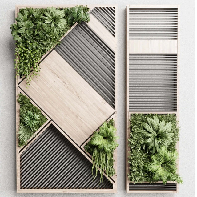 plants set partition in wooden frame- Vertical graden wall decor box 29 — Descargar
