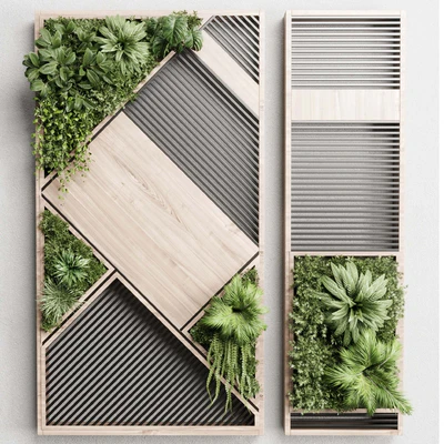 plants set partition in wooden frame- Vertical graden wall decor box 29 — Ver 2