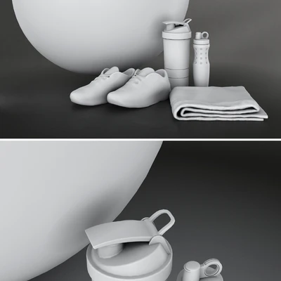 Fitness set for gym decorating. Sport equipment. Set — Ver 2
