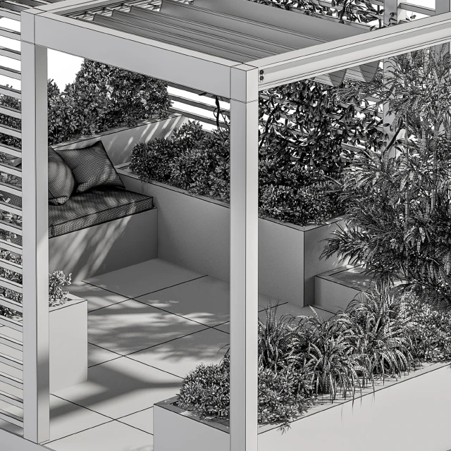 Roof Garden and Landscape Furniture with Pergola - Set 38 — Скачать