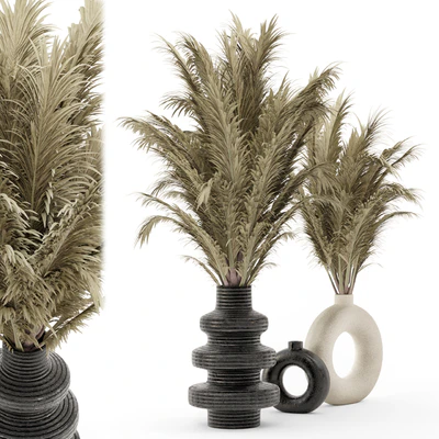 Collection Dry Bouquet Plants Pots - Set 1876 — Ver 2