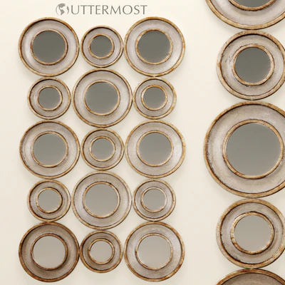 Vobbia Metal Circles Mirror. Uttermost, mirror, circle, discs, wall decor, Aged, panel, decorative — Ver 1