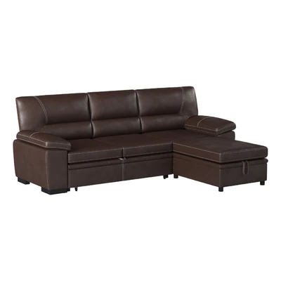 Brown Leather Sectional Sofa — Ver 2