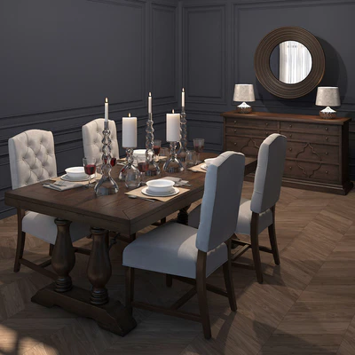dining group from Pottery Barn and table lamp Maytoni — Ver 2