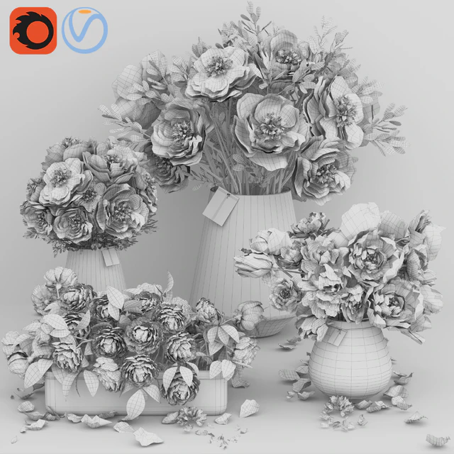 White and Pink tone Peonies Vases — Скачать