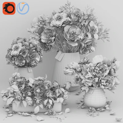 White and Pink tone Peonies Vases — Вид 2