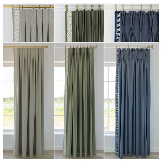 Set of curtains with decorative trim — Descargar
