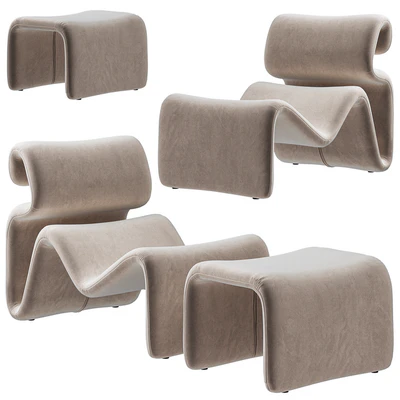 Artilleriet - Etcetera (Fabric Lounge Chair and Footstool) — Ver 2
