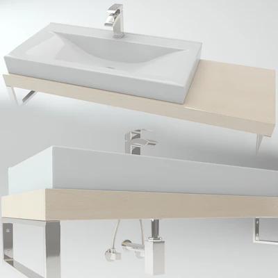 Washbasin on the wooden plate — Вид 1