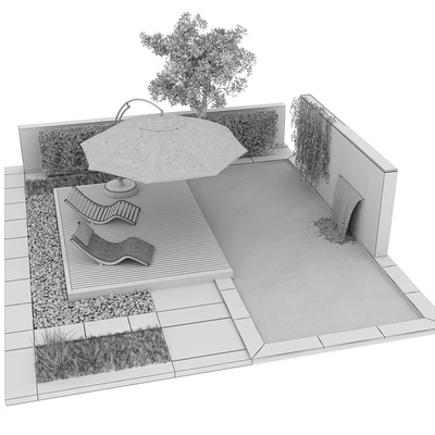 Backyard with Pool & plants & Furniture — Ver 2