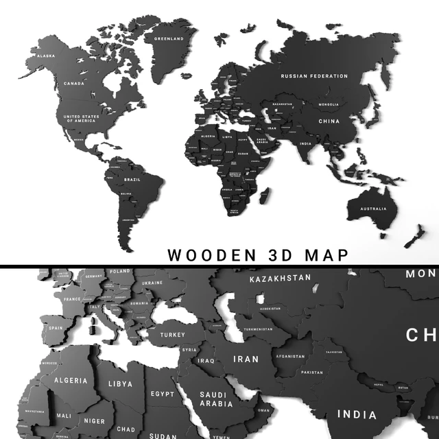 Wooden panel - world map 3 — Скачать