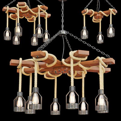 Wood Ceiling Lamp with Rope — Вид 2