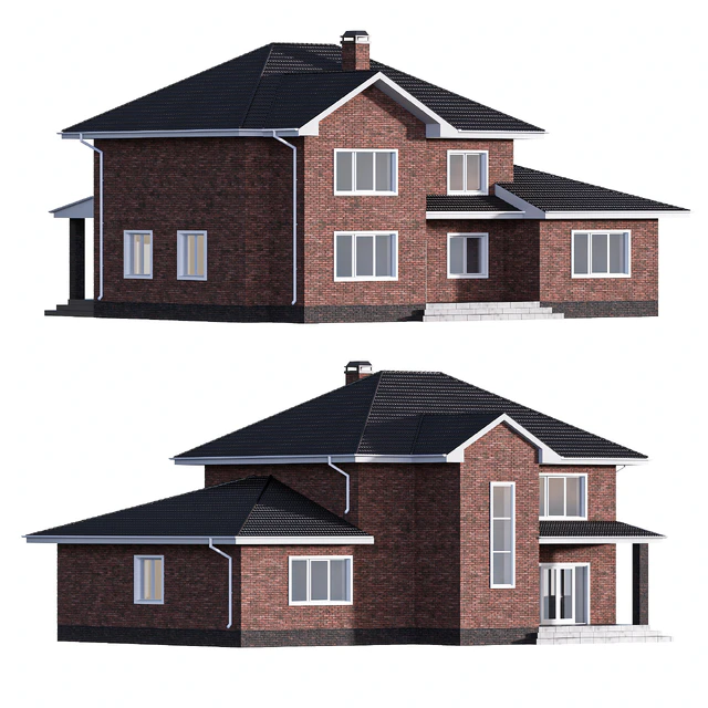 Two-storey brick house with a pitched roof — Descargar