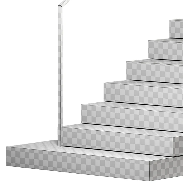 Stairs 3. Stone steps. Metal glass railings. 2 color options - marble and concrete. — Descargar