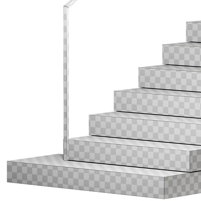 Stairs 3. Stone steps. Metal glass railings. 2 color options - marble and concrete. — Ver 3